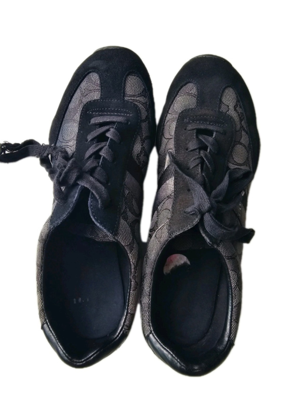 Coach Kelson Tennis Shoes Womens 8B Black Grey Signature Canvas Suede Low Tops - Picture 5 of 16